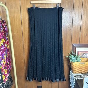 KM‎ Collections Black Lace Maxi Skirt Formal Elegant Party Evening Career